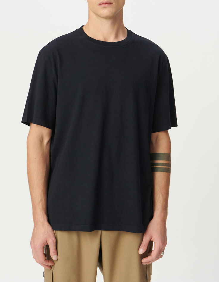 T-shirt marine col rond manches courtes Homme-1
