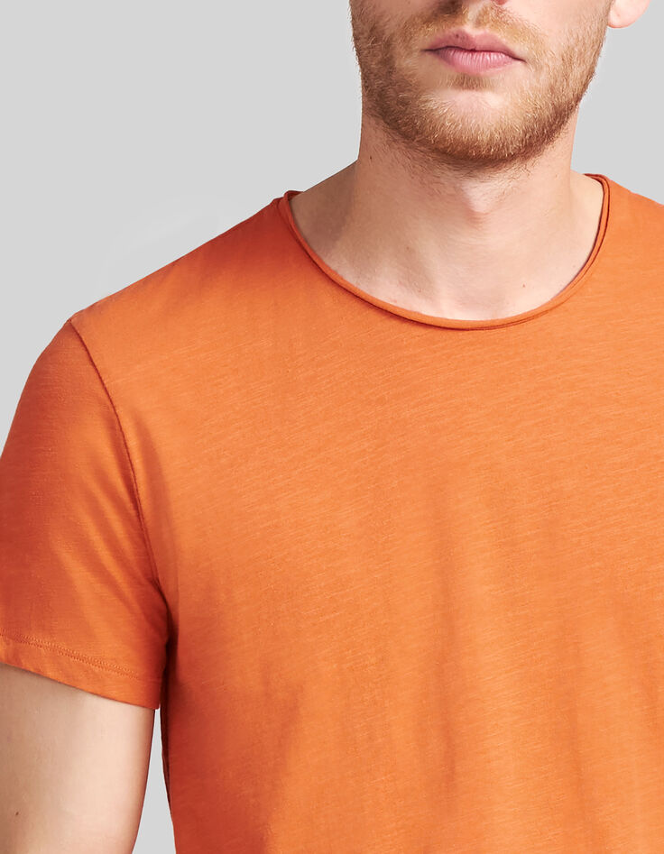 Oranje T-shirt L'Essentiel biokatoen ronde hals Heren-4