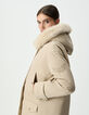 Parka oversize beige à capuche fourrée Femme-8