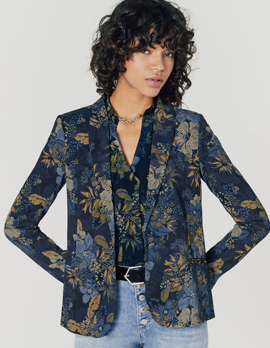 Women’s tropical floral print crepe suit jacket - IKKS