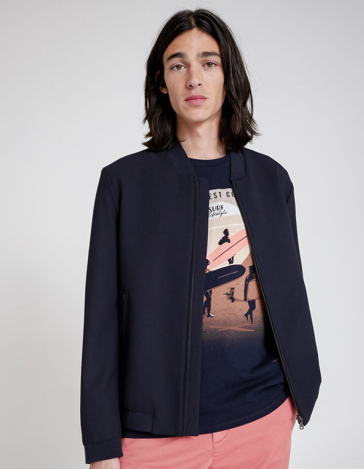 Blouson indigo esprit bomber à poches zippées Homme-2