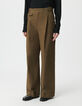 Women’s khaki gabardine wide-leg trousers-2