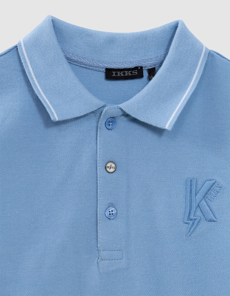 Polo bleu broderie K-éclair garçon-4