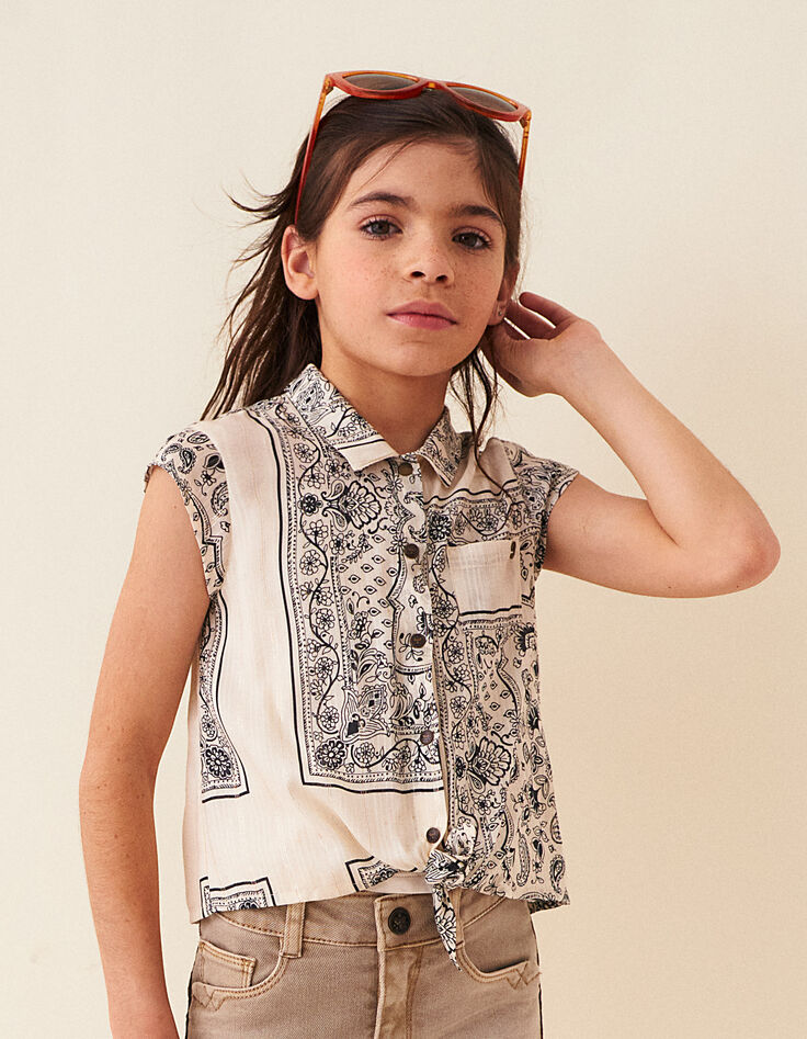 Blusa 2 en 1 cruda estampado bandana y top tirantes niña-1