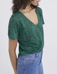 Groen T-shirt linnen tricot luipaardprint Dames-5