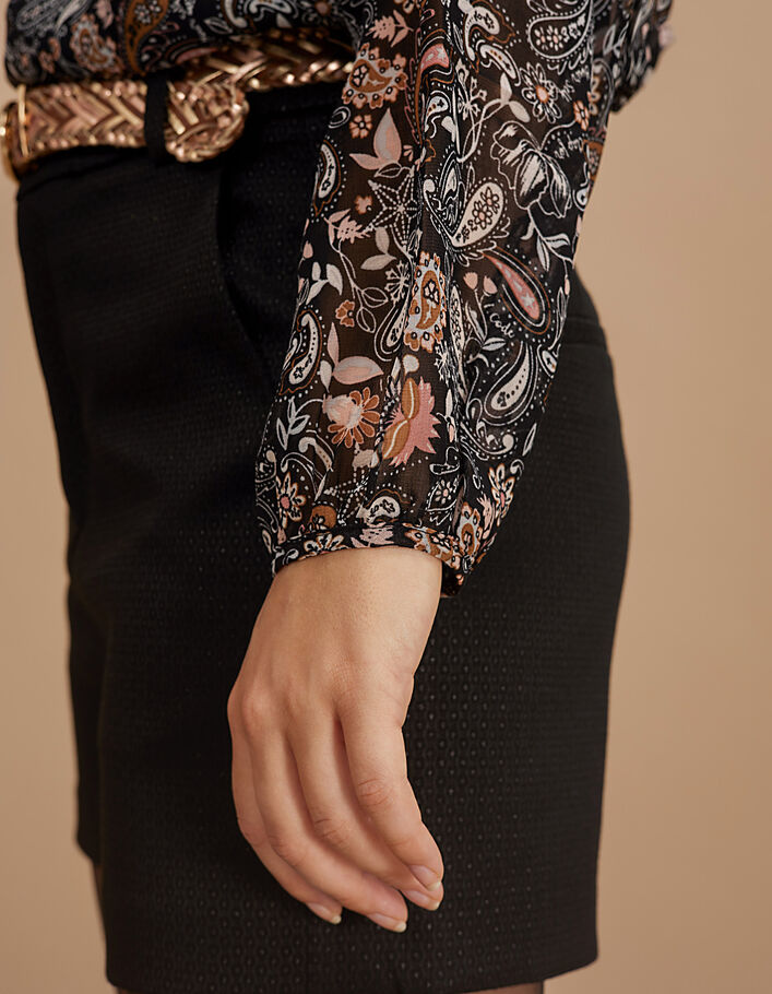 I.Code black floral paisley print blouse - I.CODE