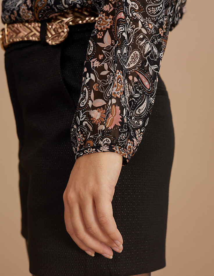 Zwarte blouse bloemen-kasjmierprint I.Code-5 Zwarte blouse bloemen-kasjmierprint I.Code-5
