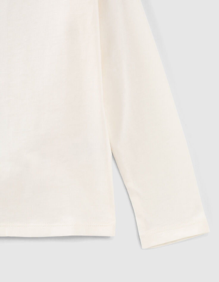 Girls&rsquo; ecru T-shirt +hand image & embroidered bracelets-4