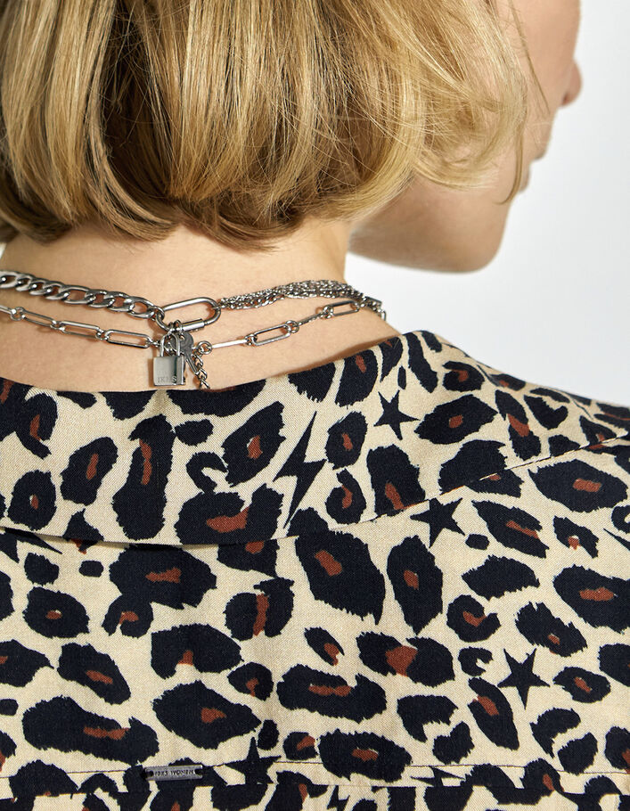 Women's leopard and star print viscose oversize shirt  - IKKS