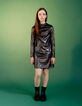 Black sequined velvet dress with high collar for girls-3