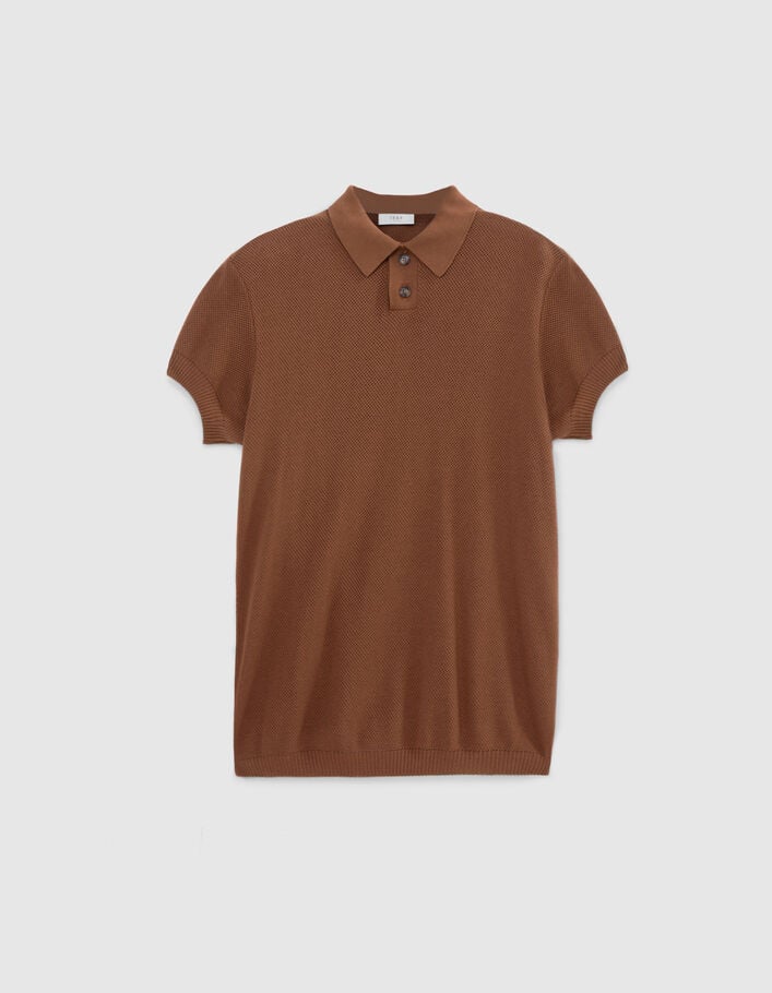 Pure Edition – Men’s amber openwork knit polo shirt - IKKS
