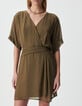 Robe cache-coeur kaki taille drapée Femme-5 Robe cache-coeur kaki taille drapée Femme-5