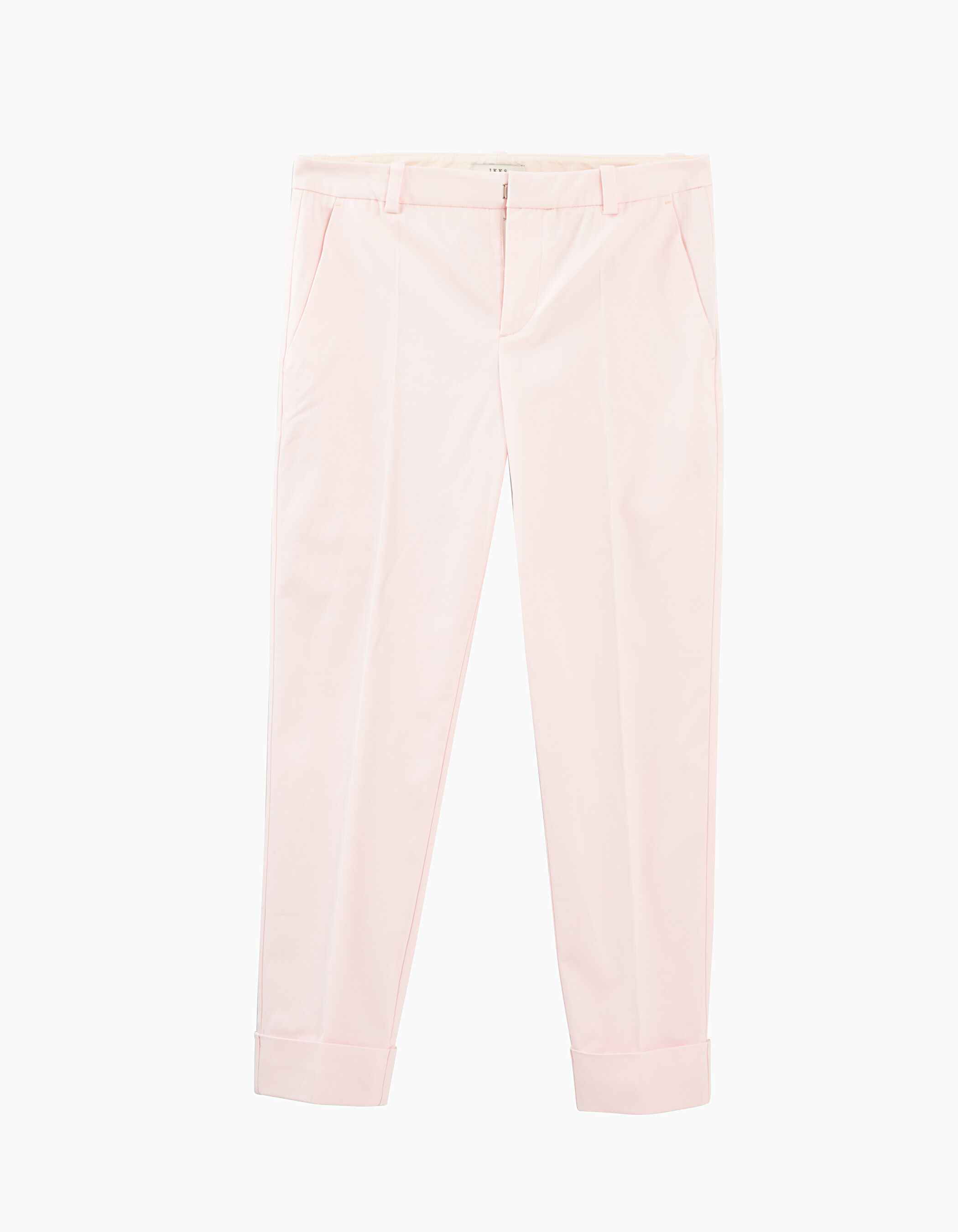 Pantalon cropped en gabardine de coton rose femme IKKS