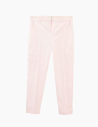 Rosa Crop-Damenhose aus Baumwollgabardine - IKKS