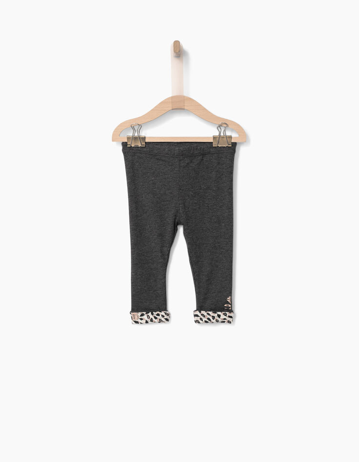 Leggings réversible imprimé et gris bébé fille-1