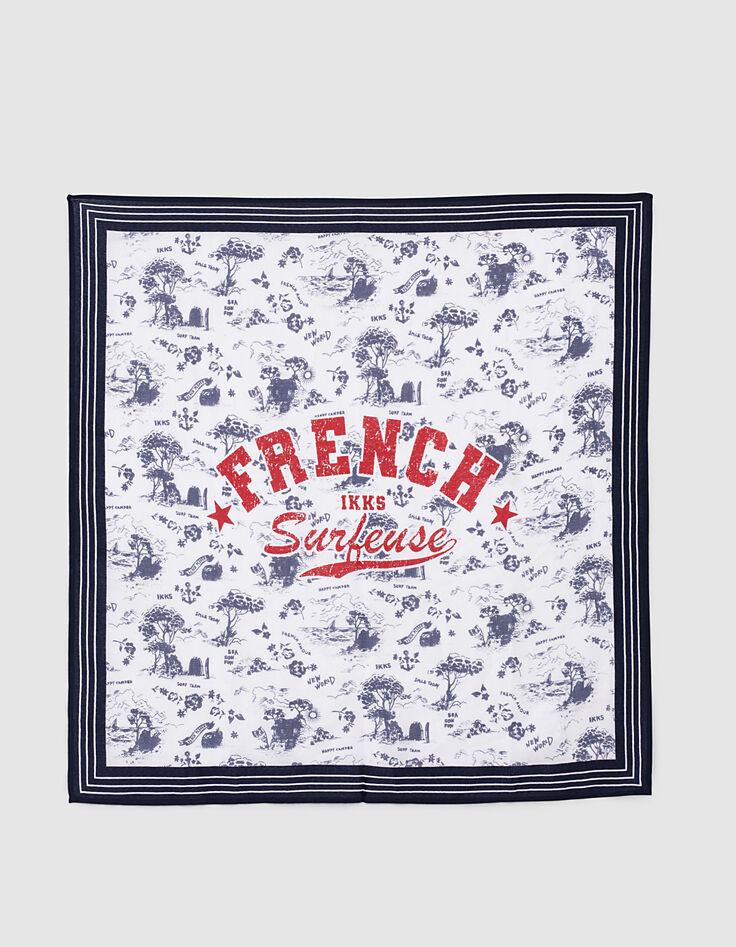 Ecrufarbener Mädchen-Schal mit Toile-de-Jouy-Print-3