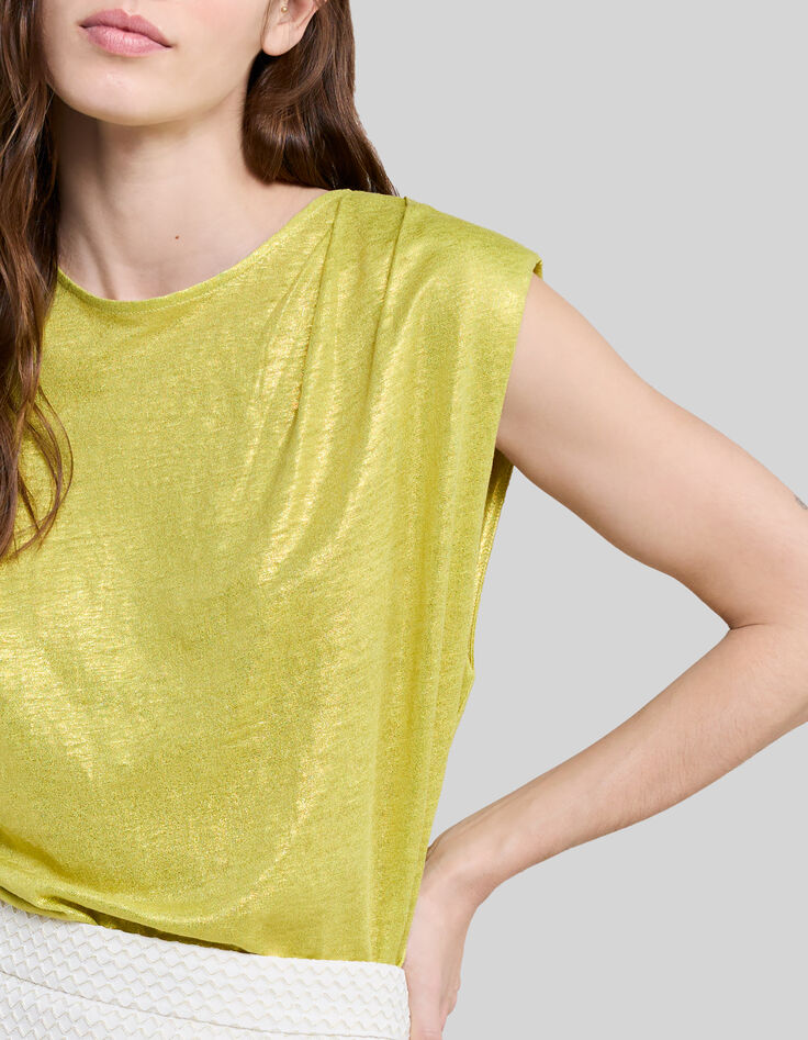 Camiseta lima punto lino irisado frunces mujer-4