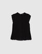 Top corto ganchillo negro botones espalda mujer-1