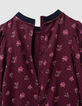 Robe manches longues bordeaux imprimé bouquets fille-5