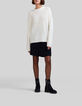 Women’s ecru knit sweater with embroidered pearly beads-1