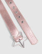 Metallic pink belt with star buckle for girl-7