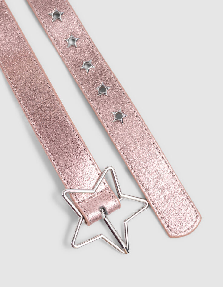 Metallic pink belt with star buckle for girl-7