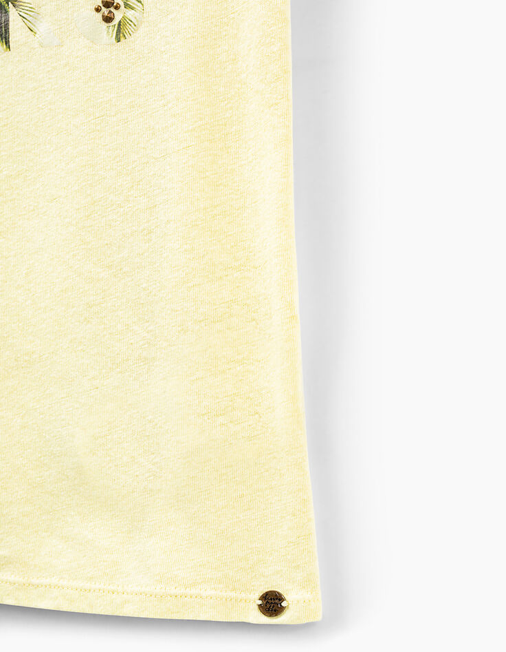 Tee-shirt jaune vif à message avec clous fille-4