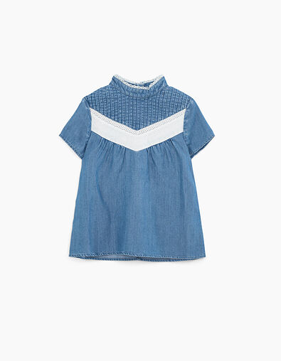 Girls&rsquo; light blue blouse with lace - IKKS