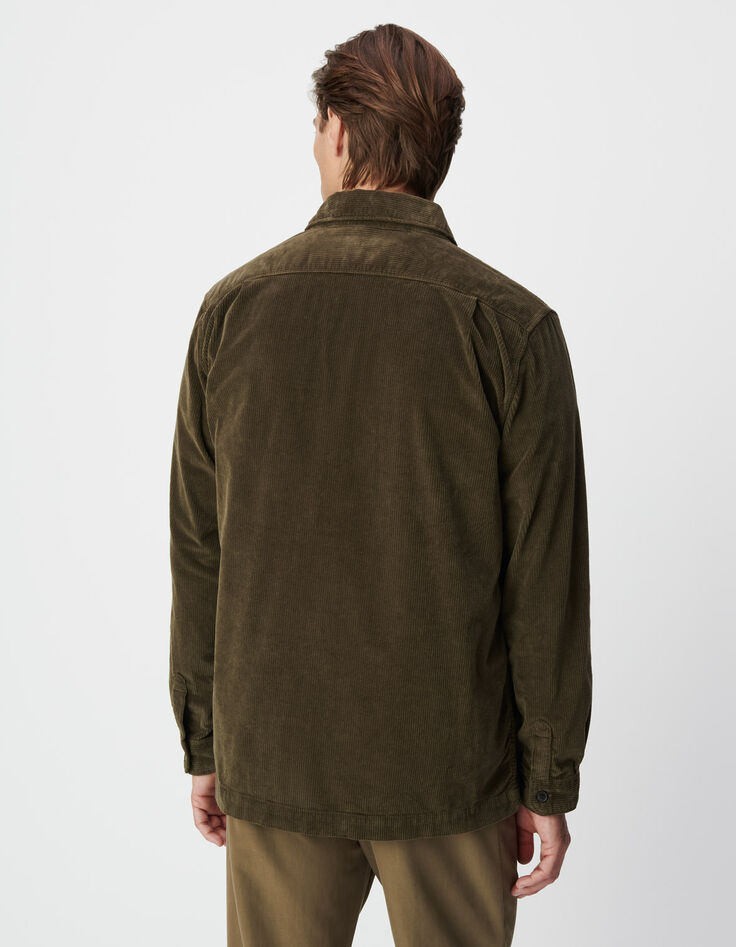 Surchemise kaki velours c&ocirc;tel&eacute; maxi poche Homme-4