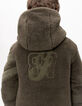 Wendbare Herren-Daunenjacke khaki Nylon gesteppt Sherpa-3