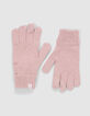 Gants roses tricot pailleté fille-5