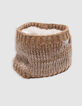 Snood camello de punto de peluche pompón bebé niño-2
