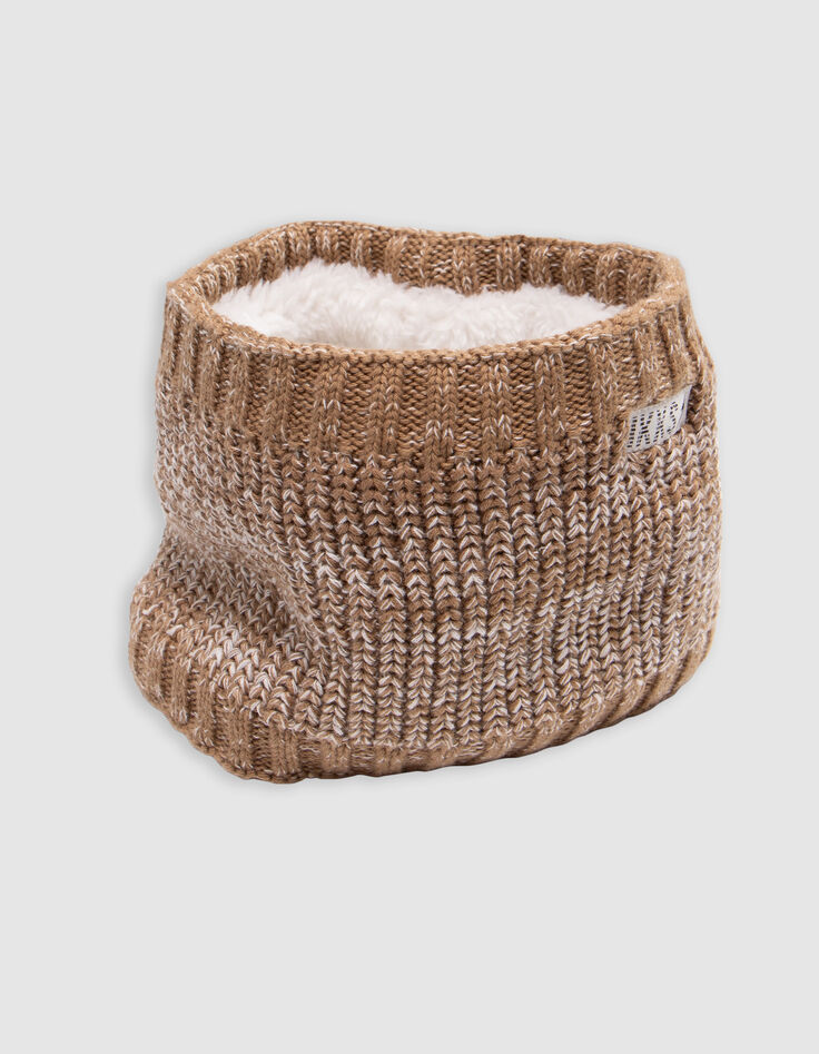 Snood camello de punto de peluche pompón bebé niño-2