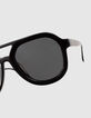 Lunettes solaires noires style pilote Femme-5