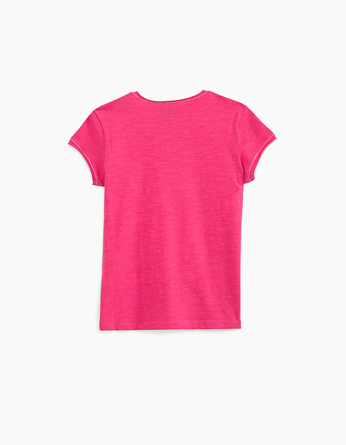 Tee-shirt rose moyen essentiel en coton bio fille - IKKS