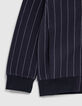 Marineblaue Jungen-Strickjacke mit Tennistreifen-4
