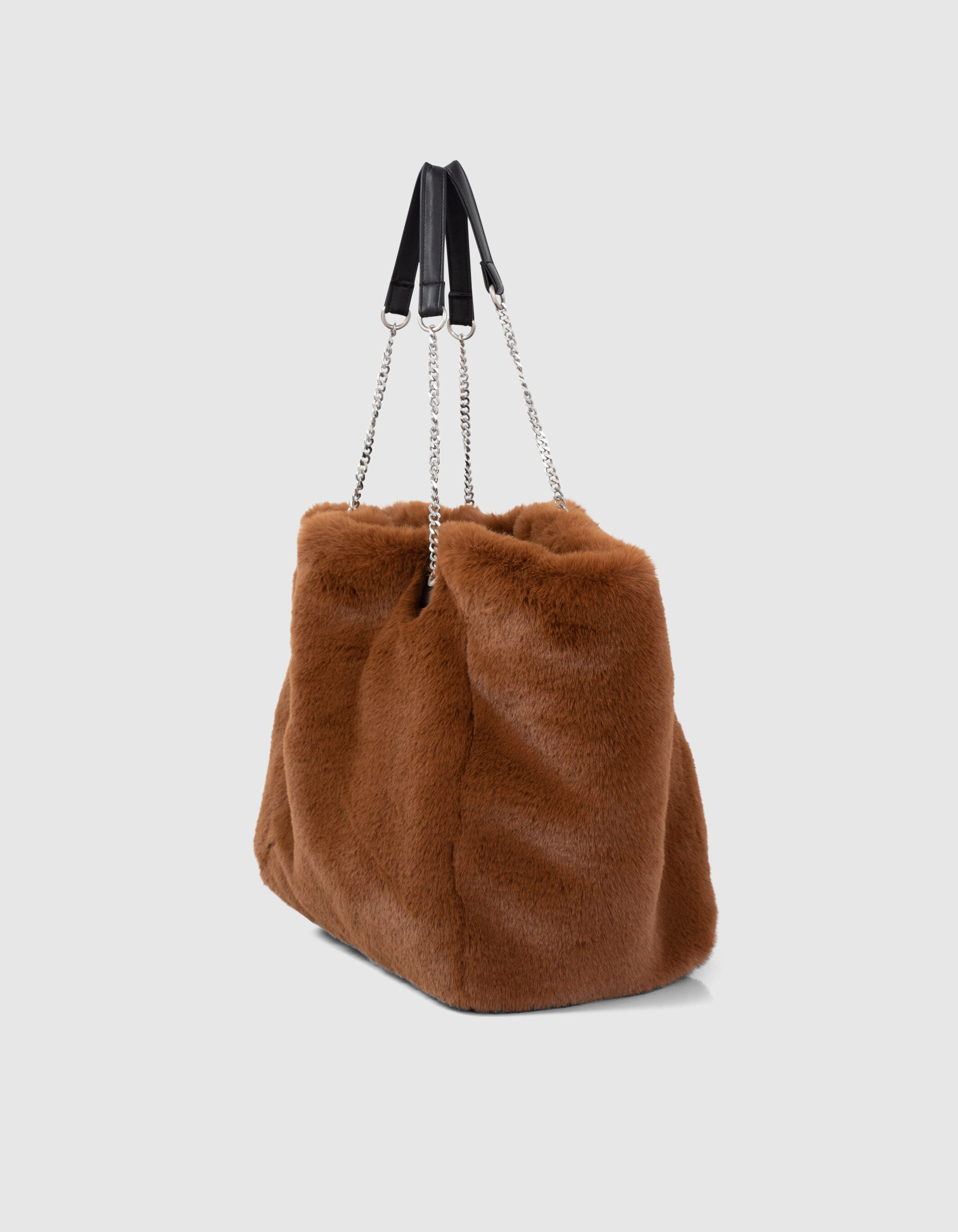 Women s camel faux fur tote bag IKKS
