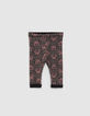 Leggings réversible noir et fleurs de lys bébé fille-2