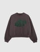 Girl's gray message green glitter sweatshirt-2