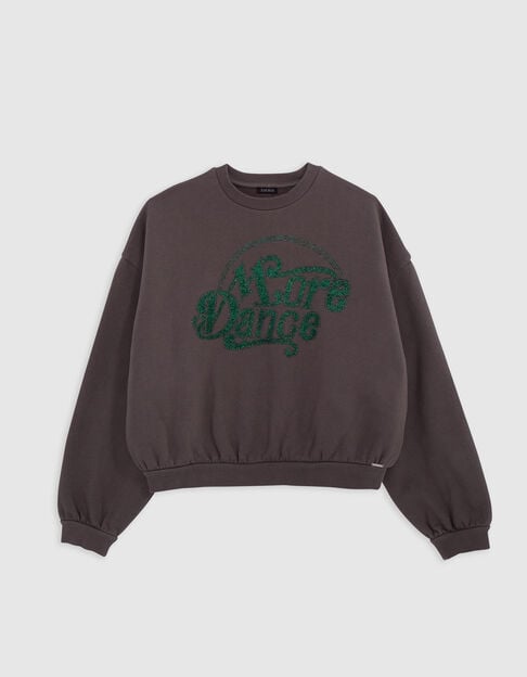Girl's gray message green glitter sweatshirt Girl's gray message green glitter sweatshirt - IKKS