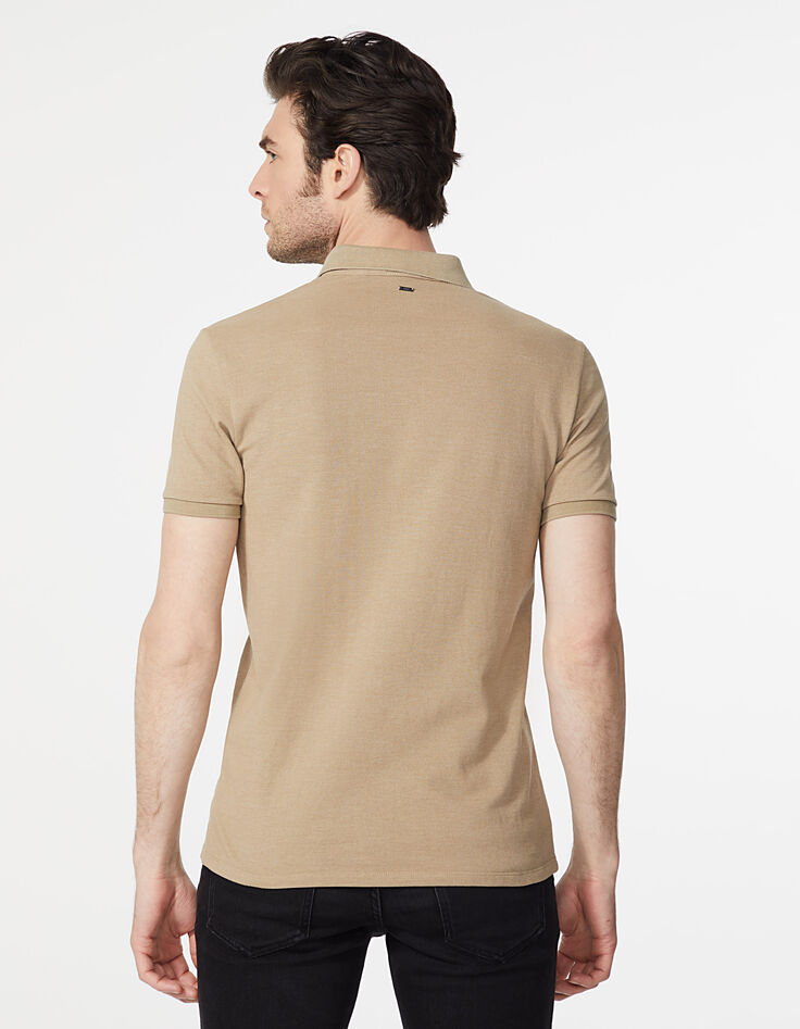 Men’s light beige piqué polo shirt-3