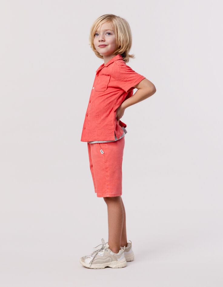 Rotes Jungenhemd mit Palmenjacquard-2