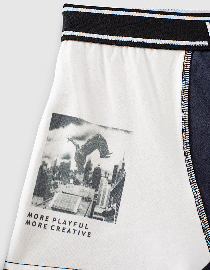 Boxers navy letterprint en grijs jongens -2