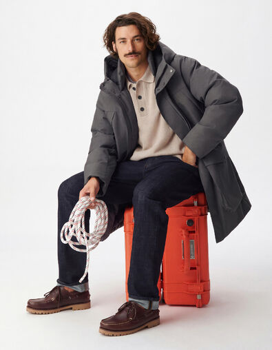Doudoune longue grise &agrave; capuche WATERPROOF Homme - IKKS