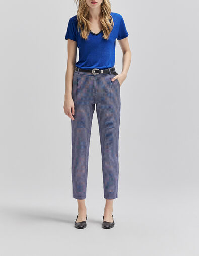 Kobalt T-shirt lurex met ketting aan de hals Dames - IKKS