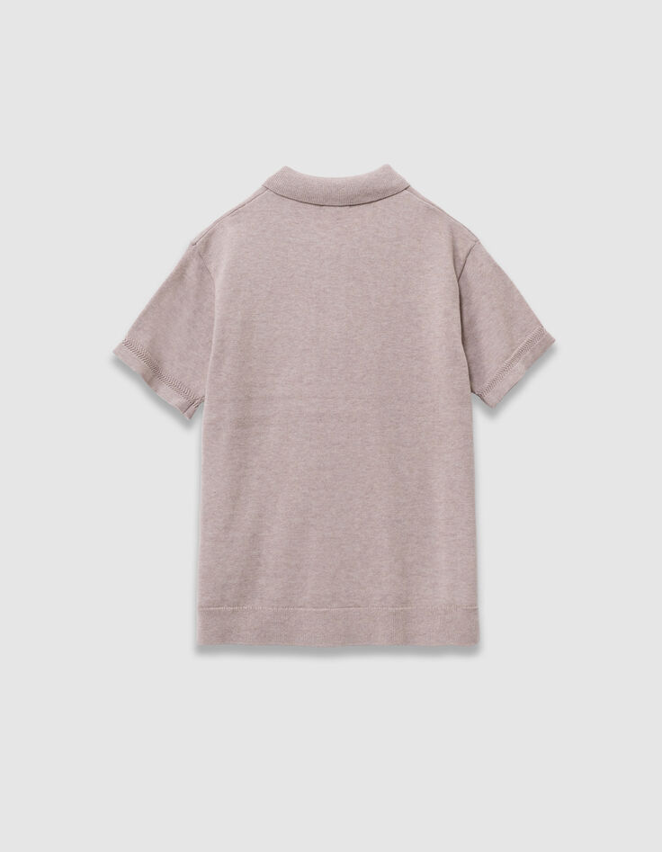 Polo beige tricot avec poche devant gar&ccedil;on-2