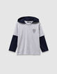 Grijs T-shirt biokatoen trompe l'oeil mouwen jongens-5