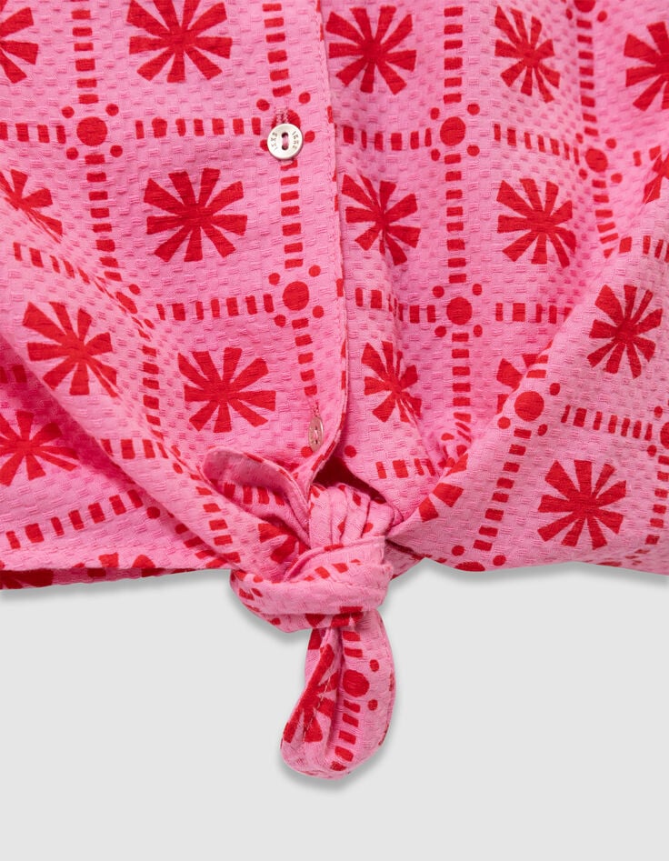 Top sans manches rose imprimé graphique rouge fille-8 Top sans manches rose imprimé graphique rouge fille-8