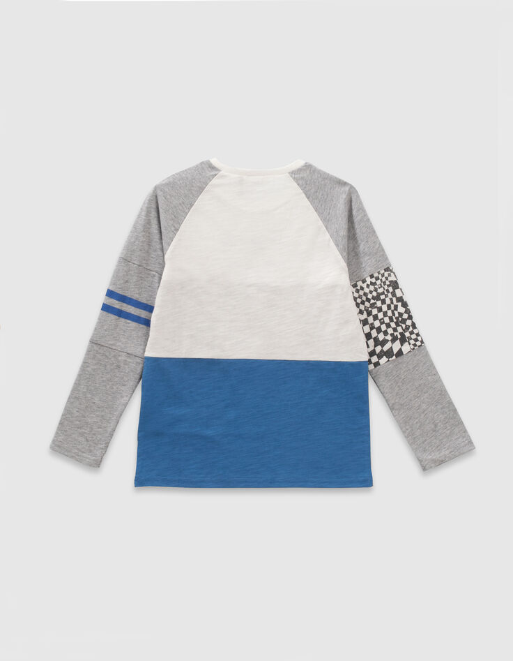 Grijs T-shirt biokatoen colorblockstijl jongens-2