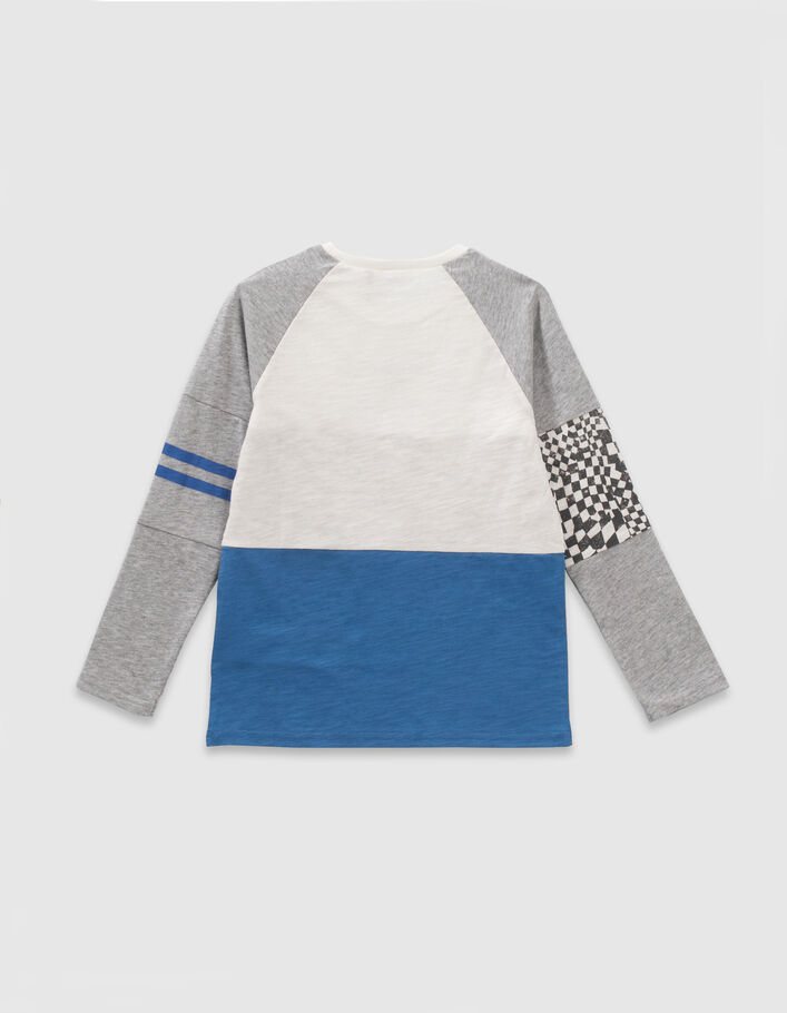 Camiseta gris algodón ecológico color block niño - IKKS